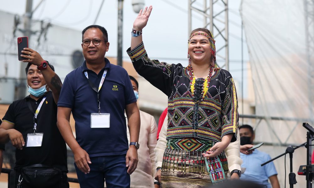 Vice President and Department of Education Secretary Sara Duterte-Carpio waves to the crowd