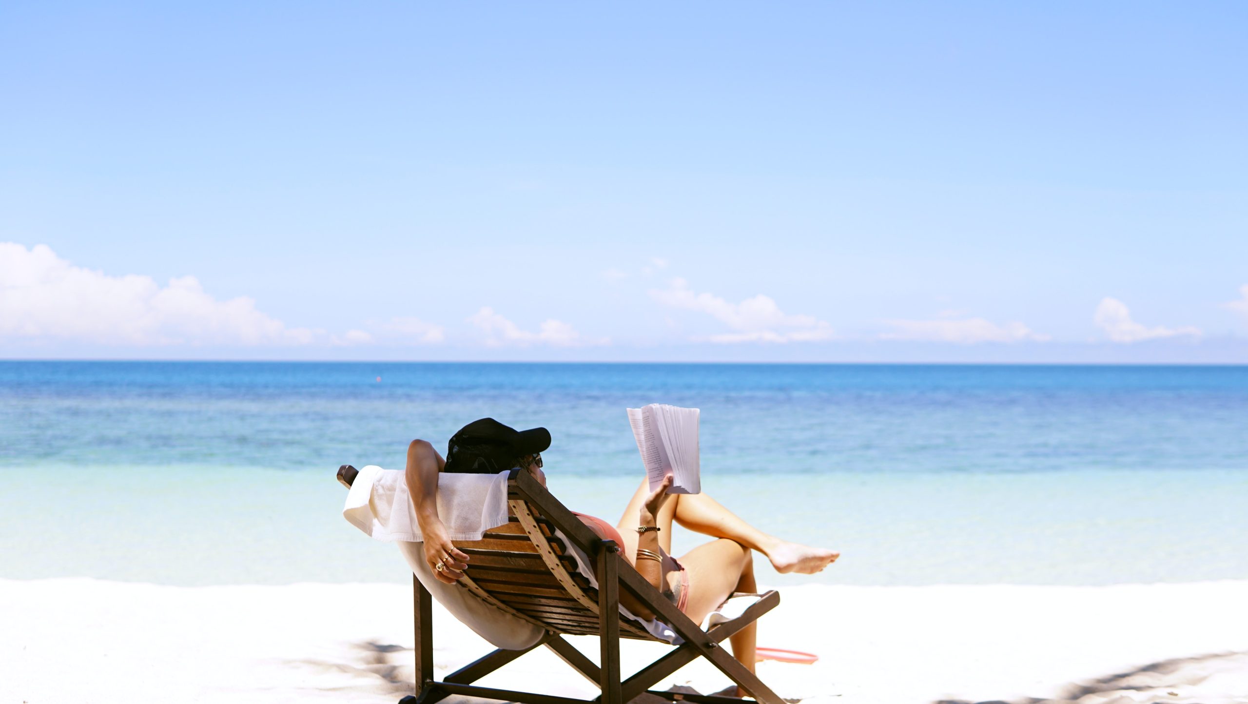 Reading a book at the beach