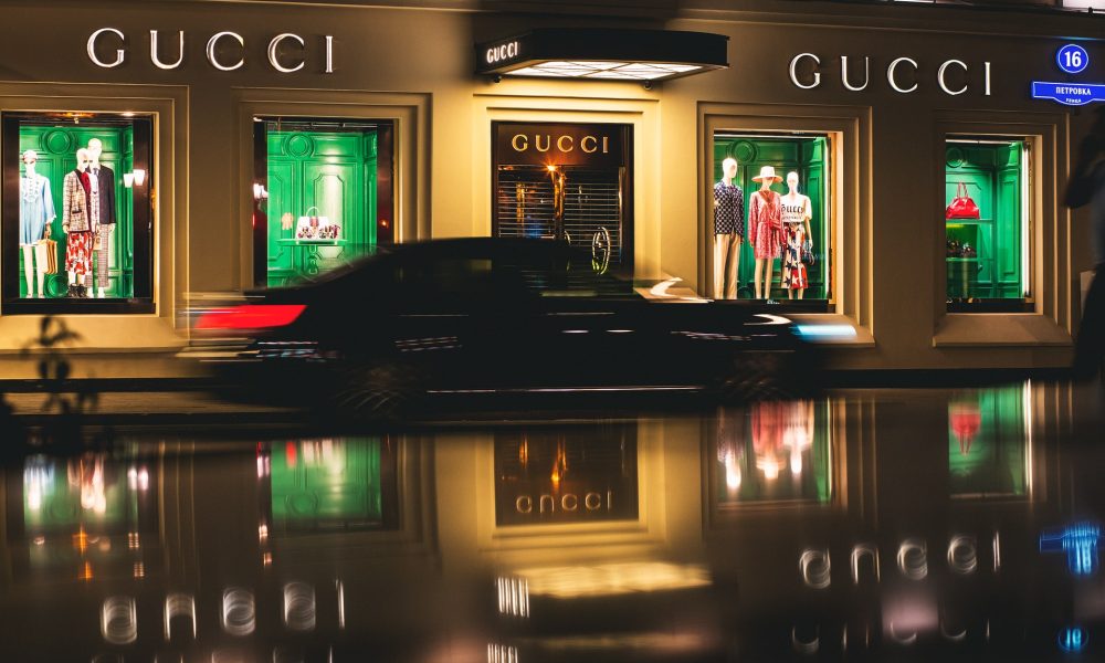 Gucci store at night