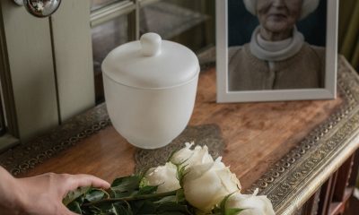 flowers and urn and photo