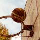 Basketball on a hoop