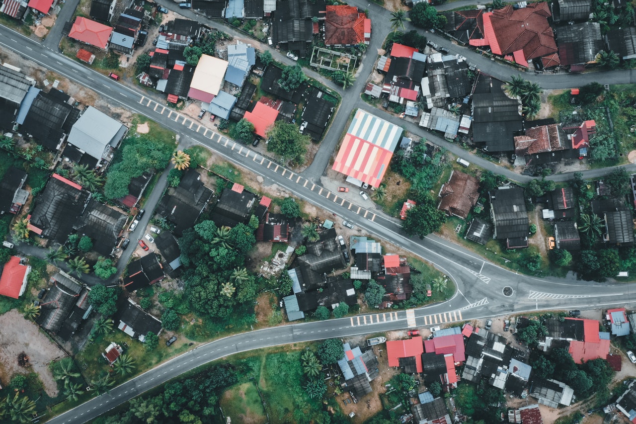 aerial view of houses