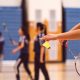 Students playing badminton