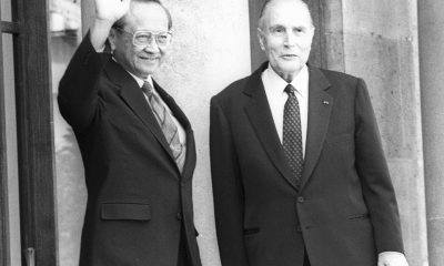 Former president Fidel V. Ramos (left) with former French president François Mitterrand (right)