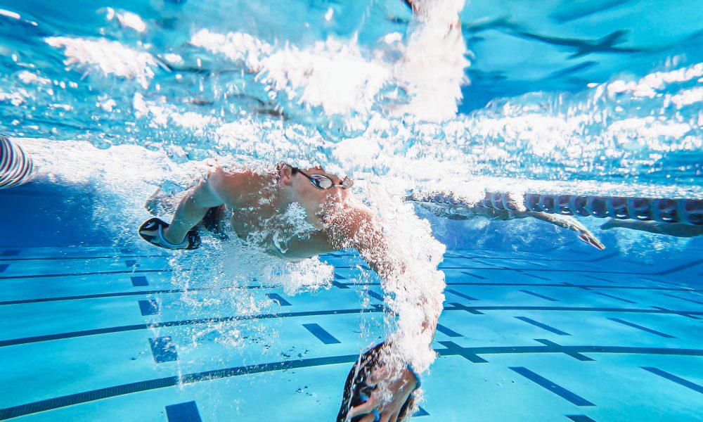 A Person Swimming in the Pool