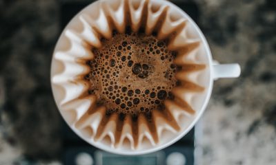 Coffee on white ceramic mug