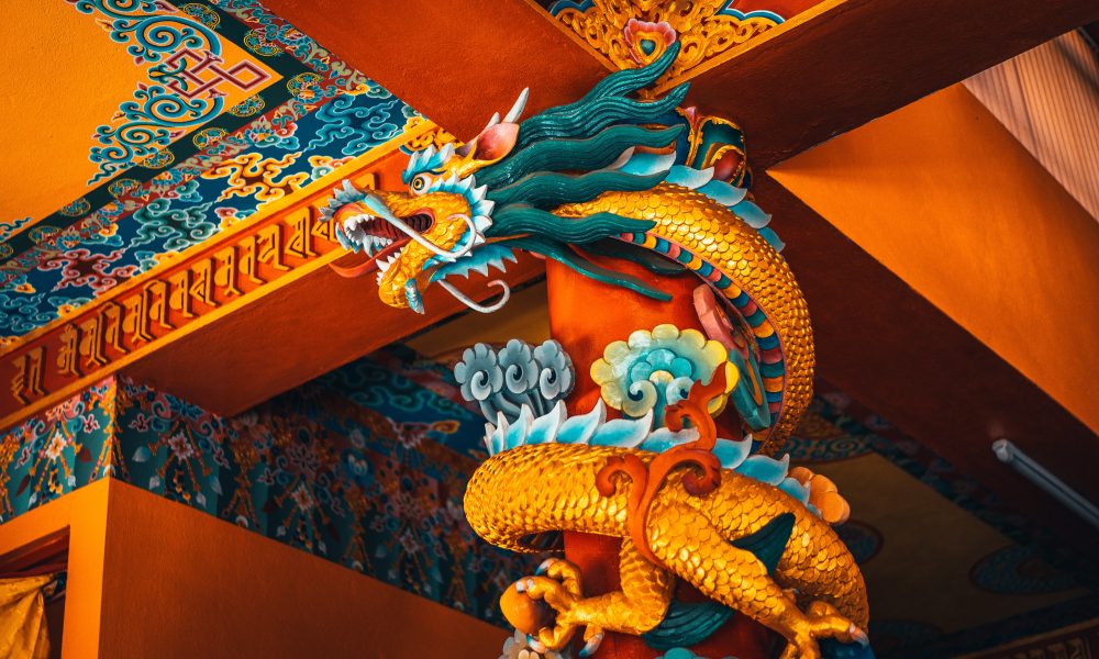 Dragon inside Buddhist monastery Thrangu Tashi Yangtse, Nepal