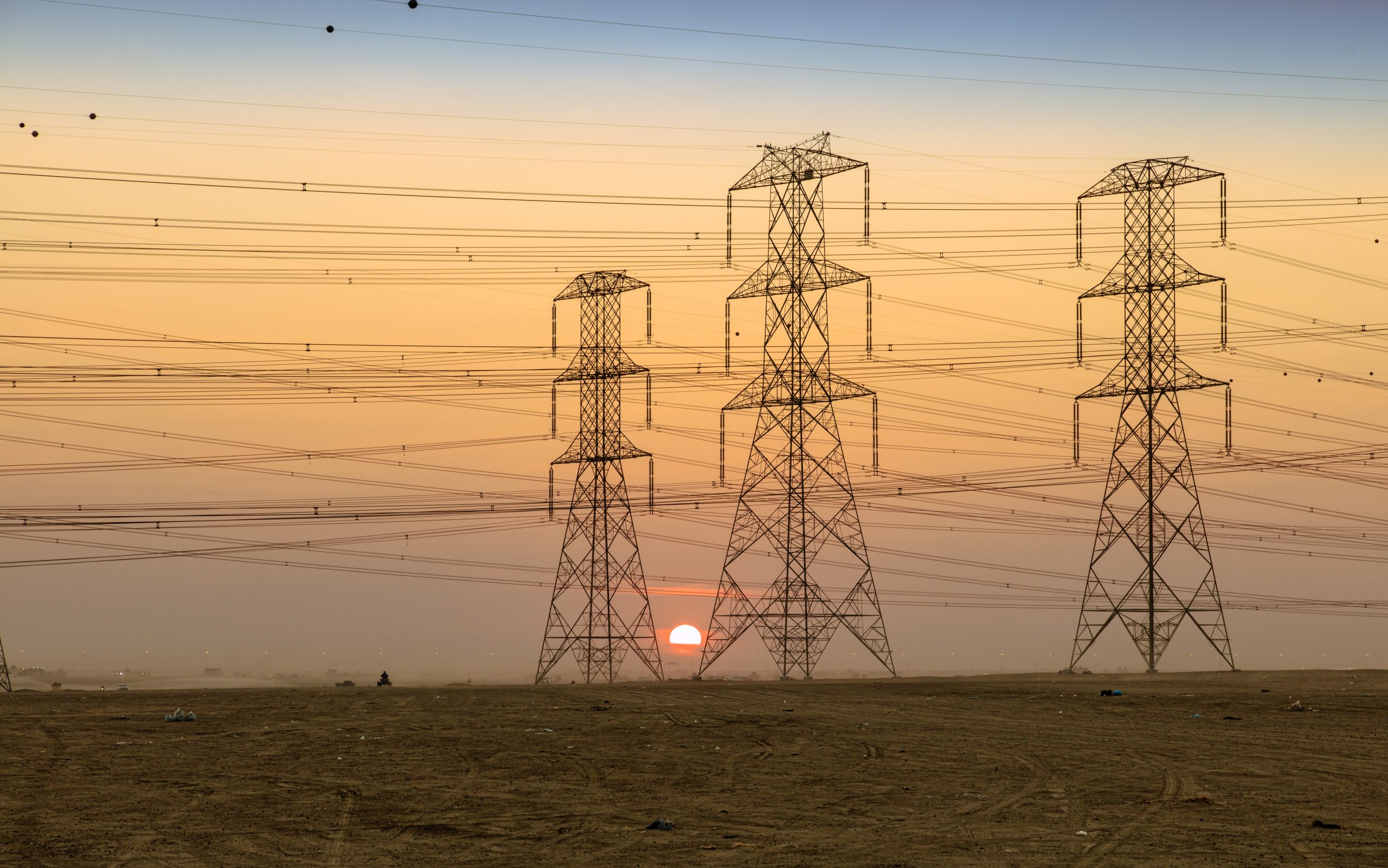 Electric Towers During Sunset