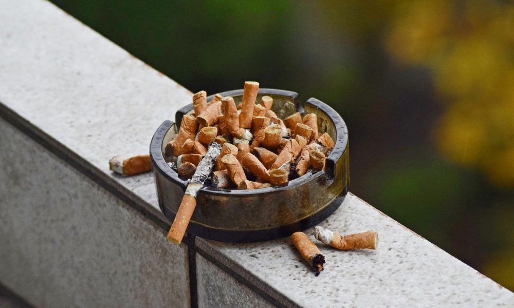 ashtray full of cigarettes