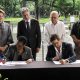 US Ambassador to the Philippines MaryKay Loss Carlson, US Secretary of State Antony Blinken, Philippine Ambassador to the US Jose Manuel Romualdez, and Energy Usec. Wimpy Fuentebella (standing, from left) witnessing a signing ceremony