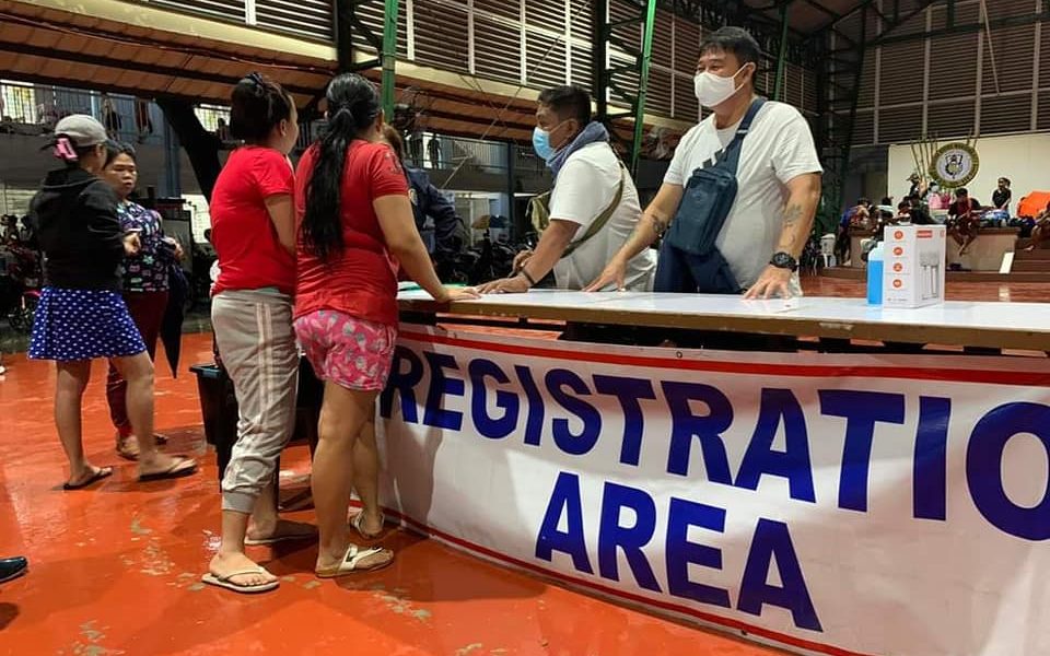 registration area on an evacuation center