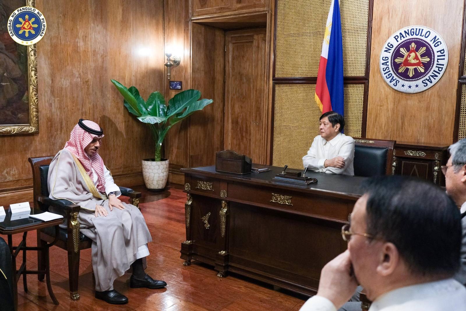 PBBM, Prince Faisal bin Farhan Al Saud sitting talking