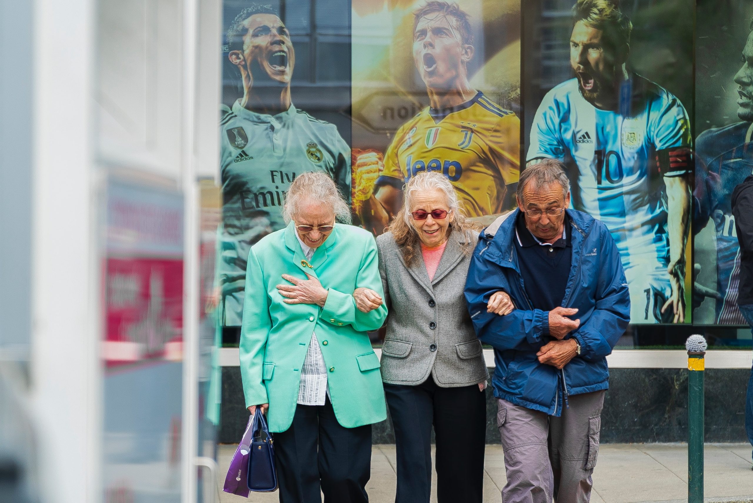 Old people walking in the street