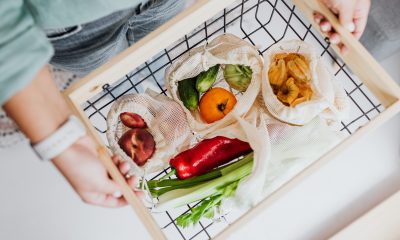 Separated Fruits and Vegetables in Reusable Net Bags