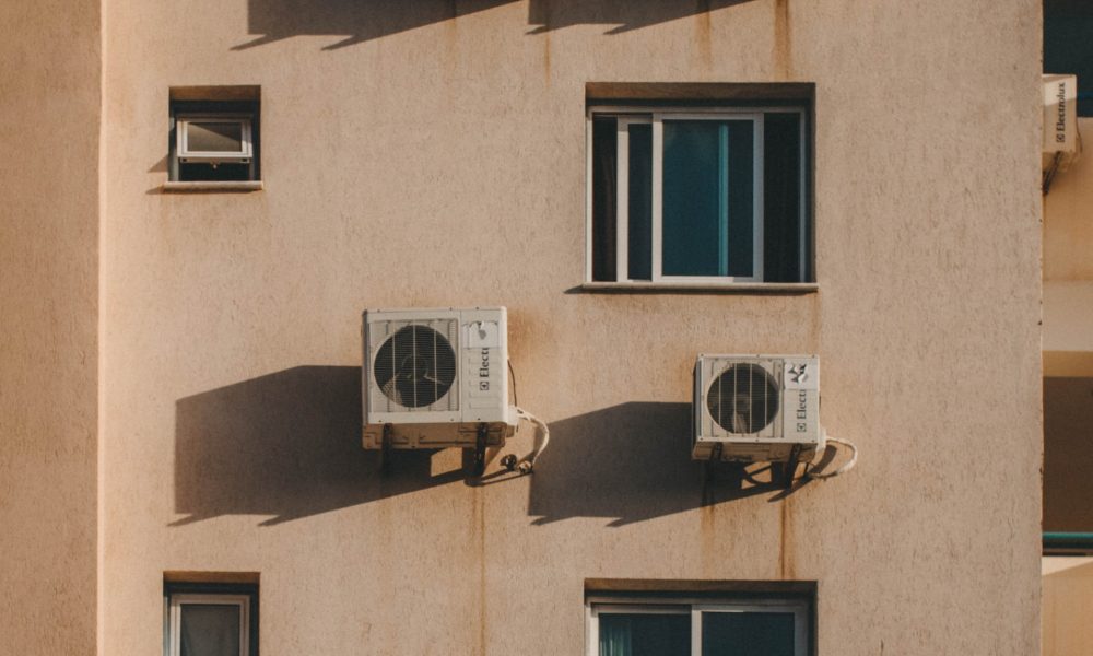 aircons mounted on outside walls