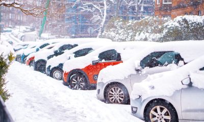 parked cars covered with snow