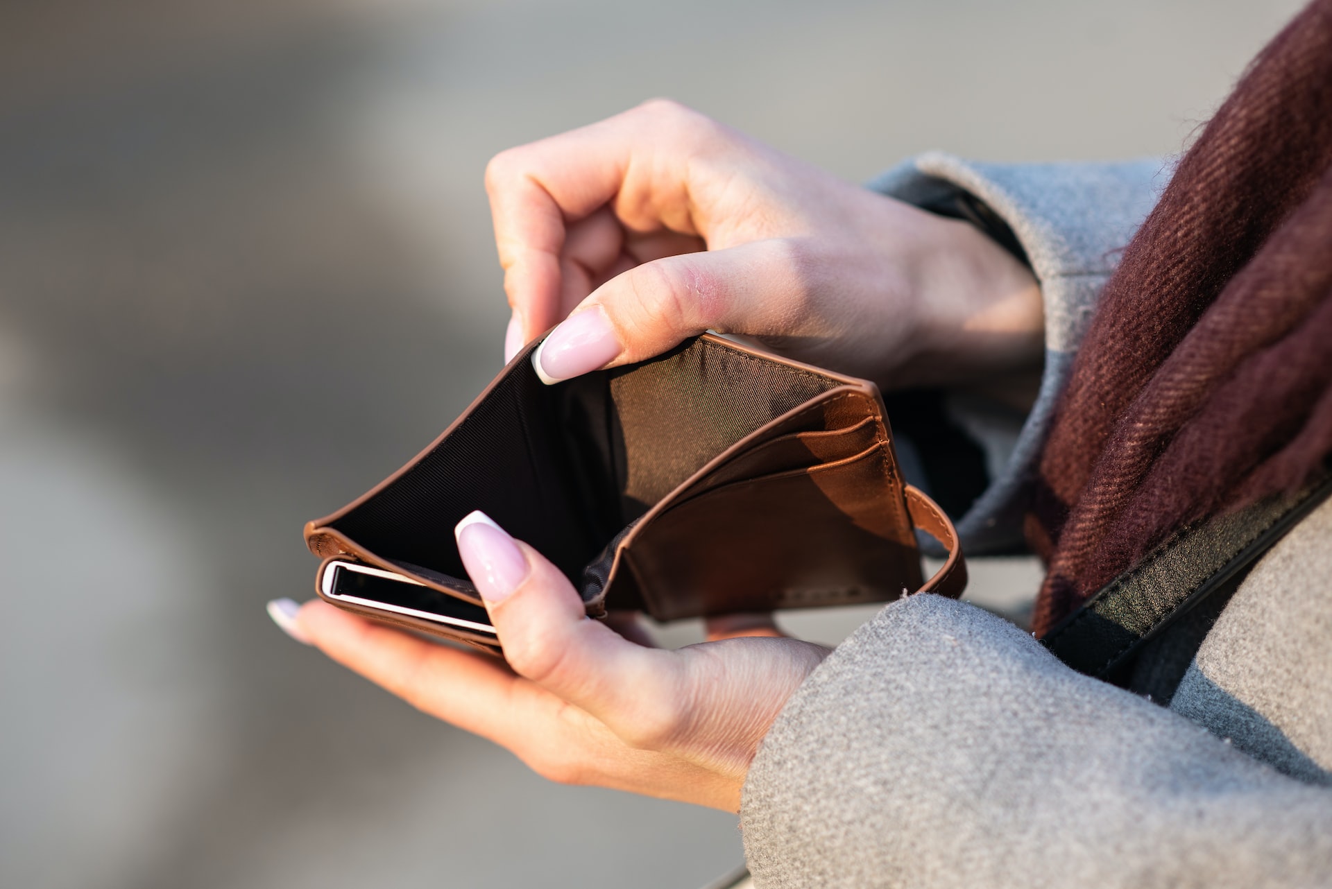 empty brown wallet