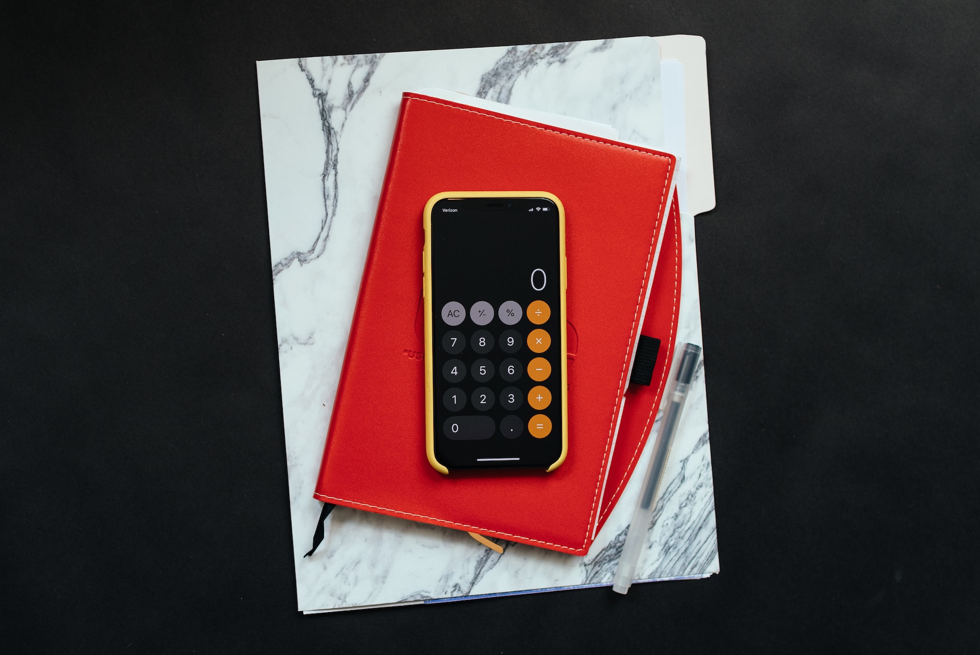 calculator planner pen folder