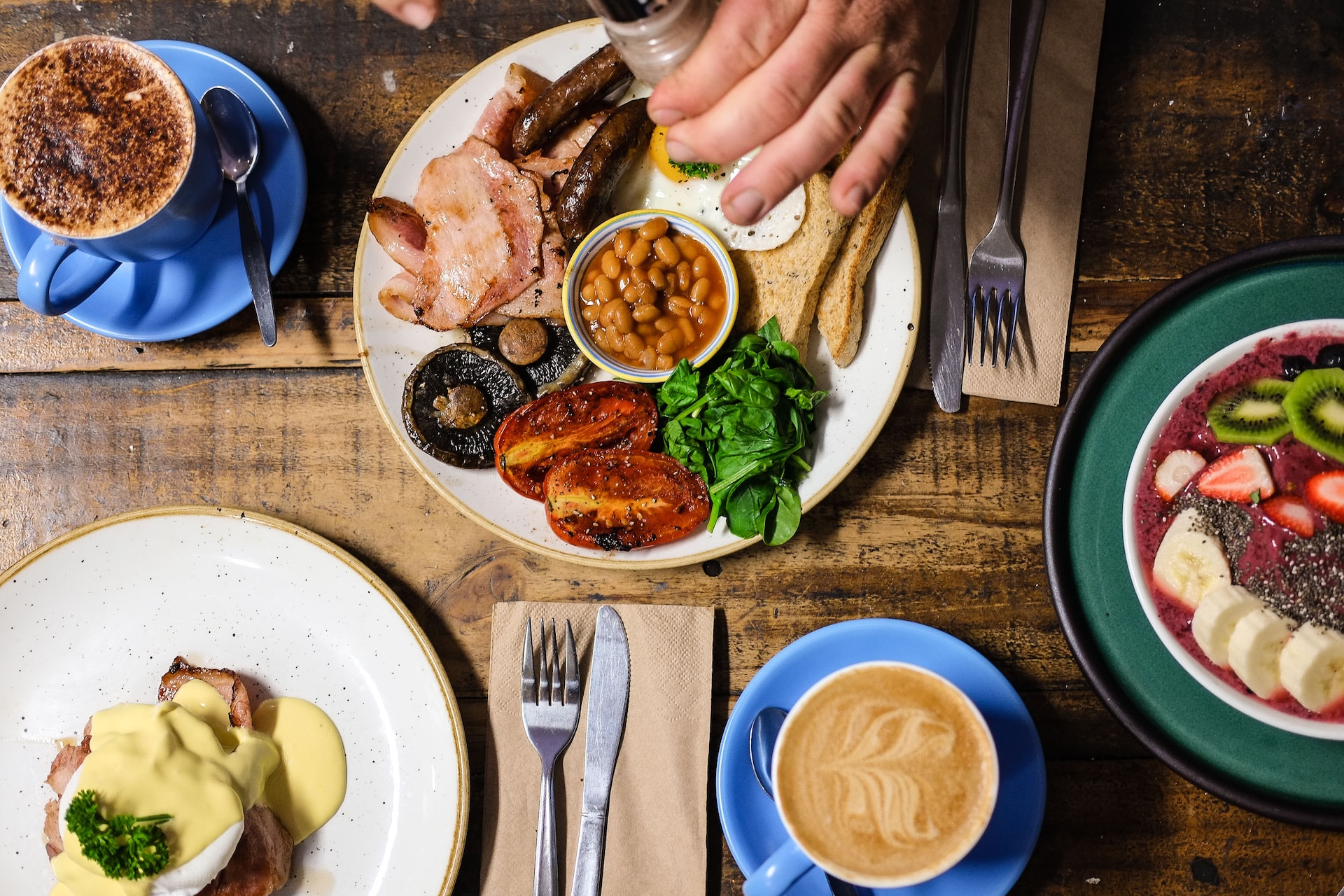 plates with foods