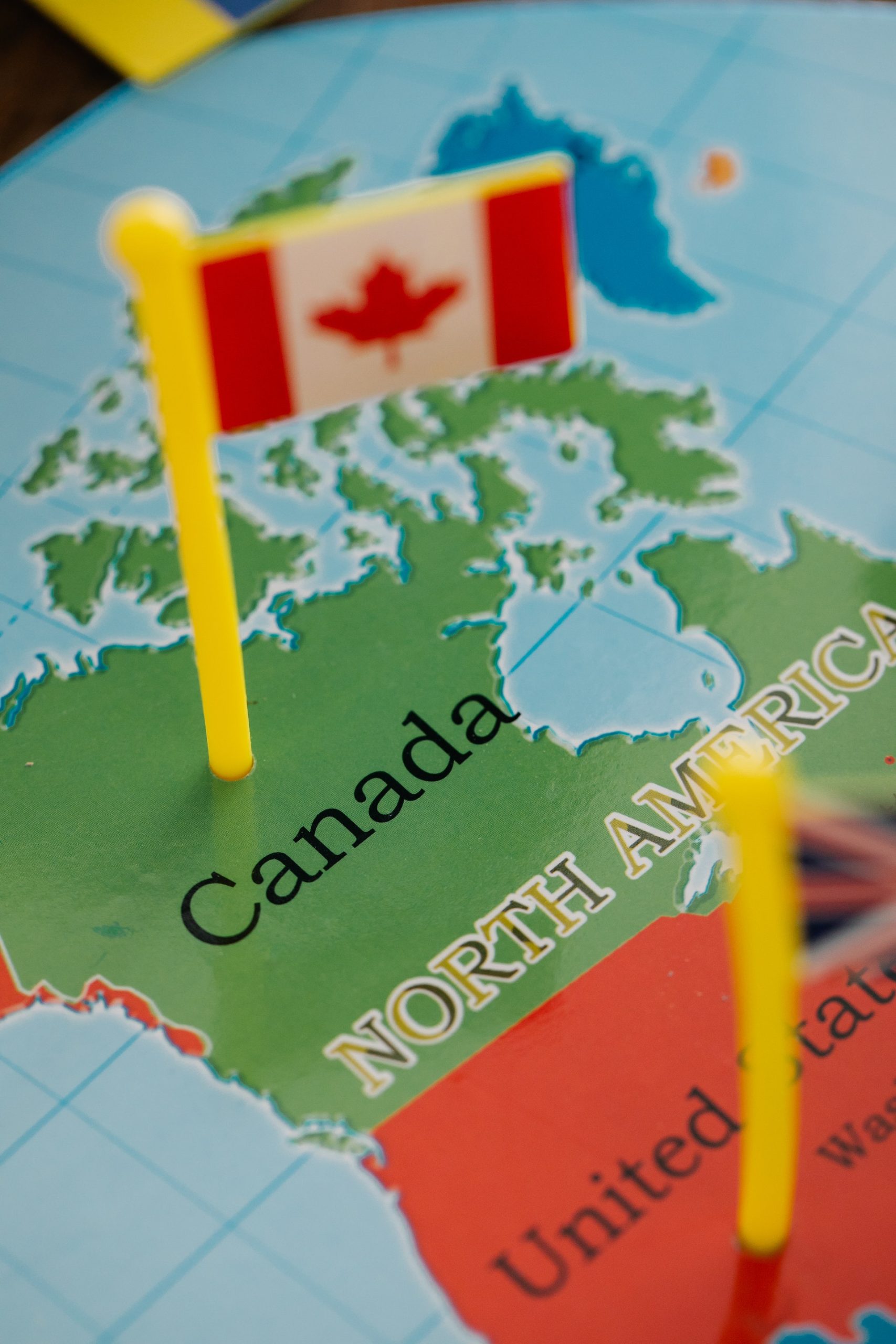 Tiny Canada Flag on a Map