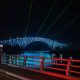 San Juanico Bridge with lights at night