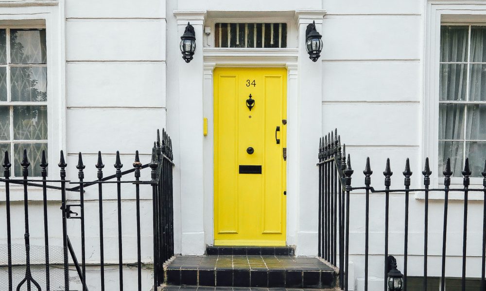 House with yellow door