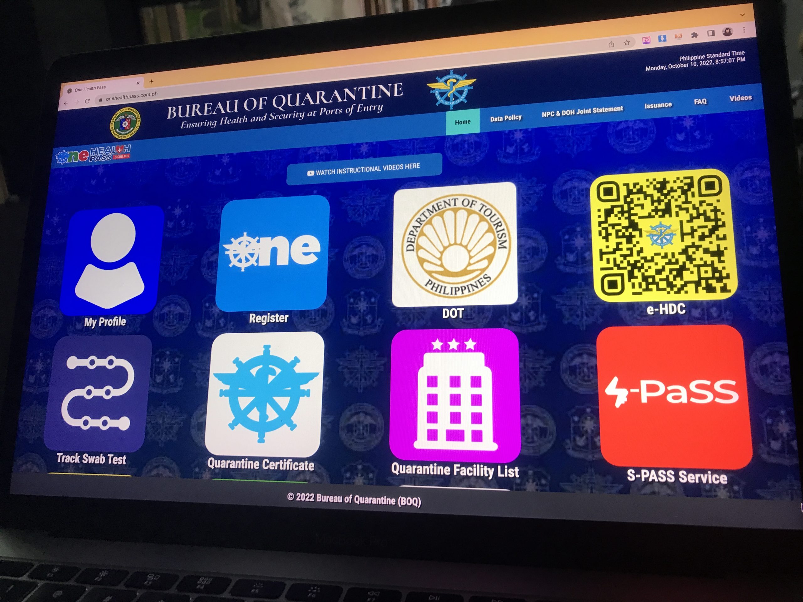 One Health Pass website