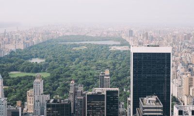 aerial vew of Central Park and skyscrapers