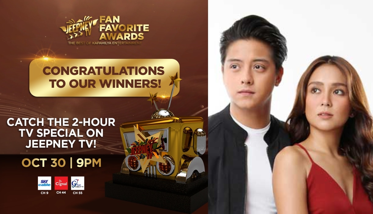 kathryn and daniel win big at jeepney tv fan favorite awards