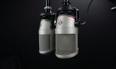 Two Gray Condenser Microphones