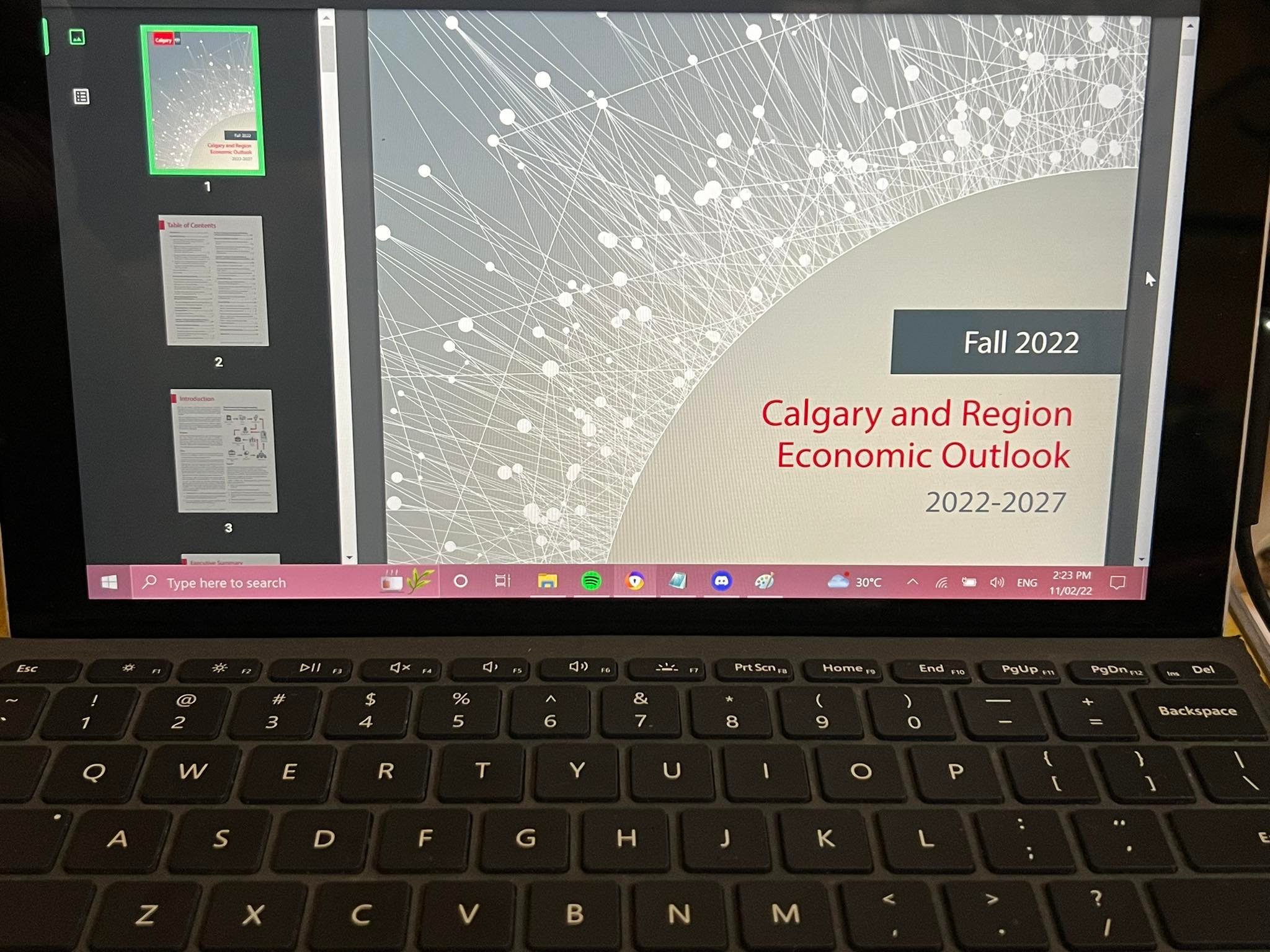 A laptop view of Calgary and Region Economic Outlook 2022-2027