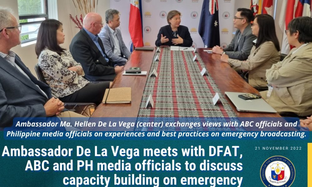 Philippine Ambassador to Australia Ma. Hellen B. De La Vega met with officials from Philippine government media agencies visiting Australia