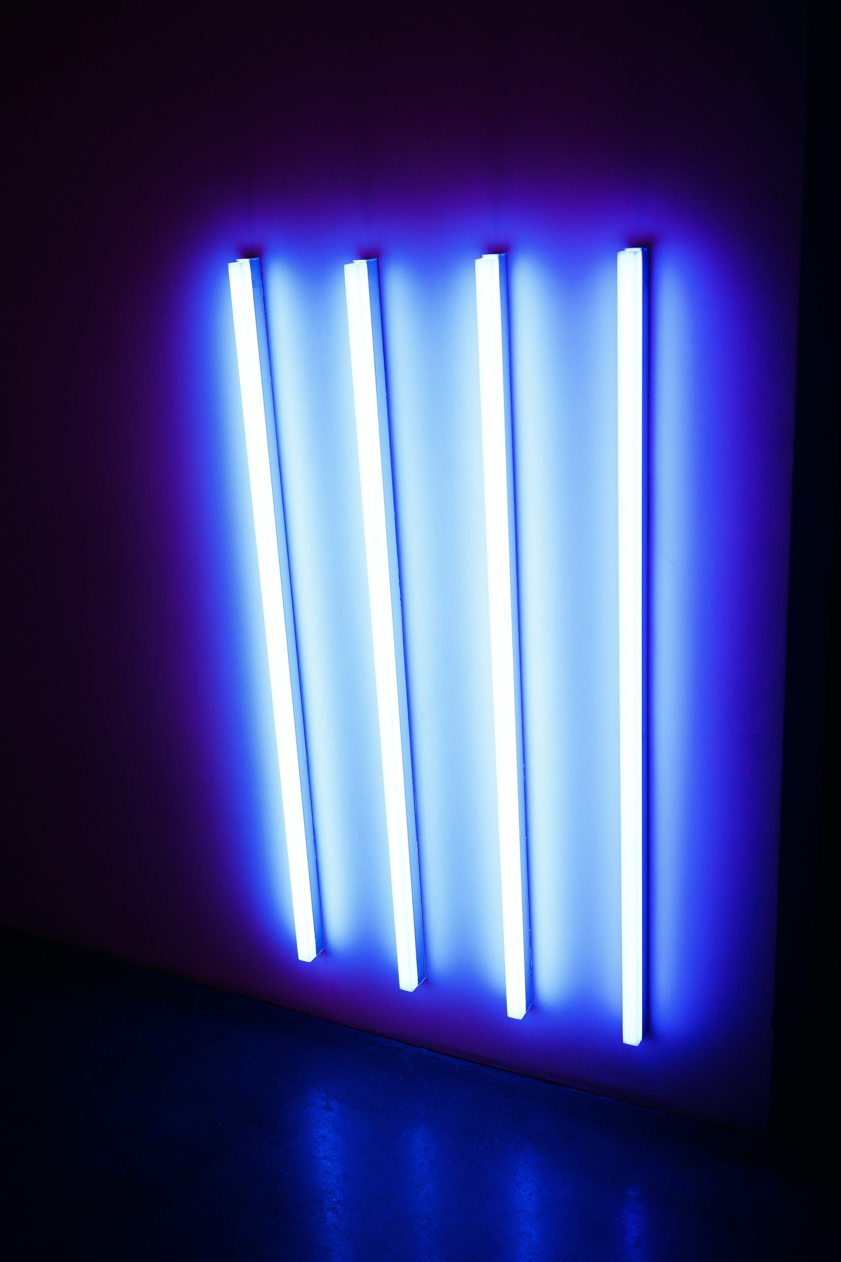 Four UV fluorescent lamps turned on