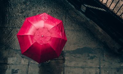 Person walking in the rain