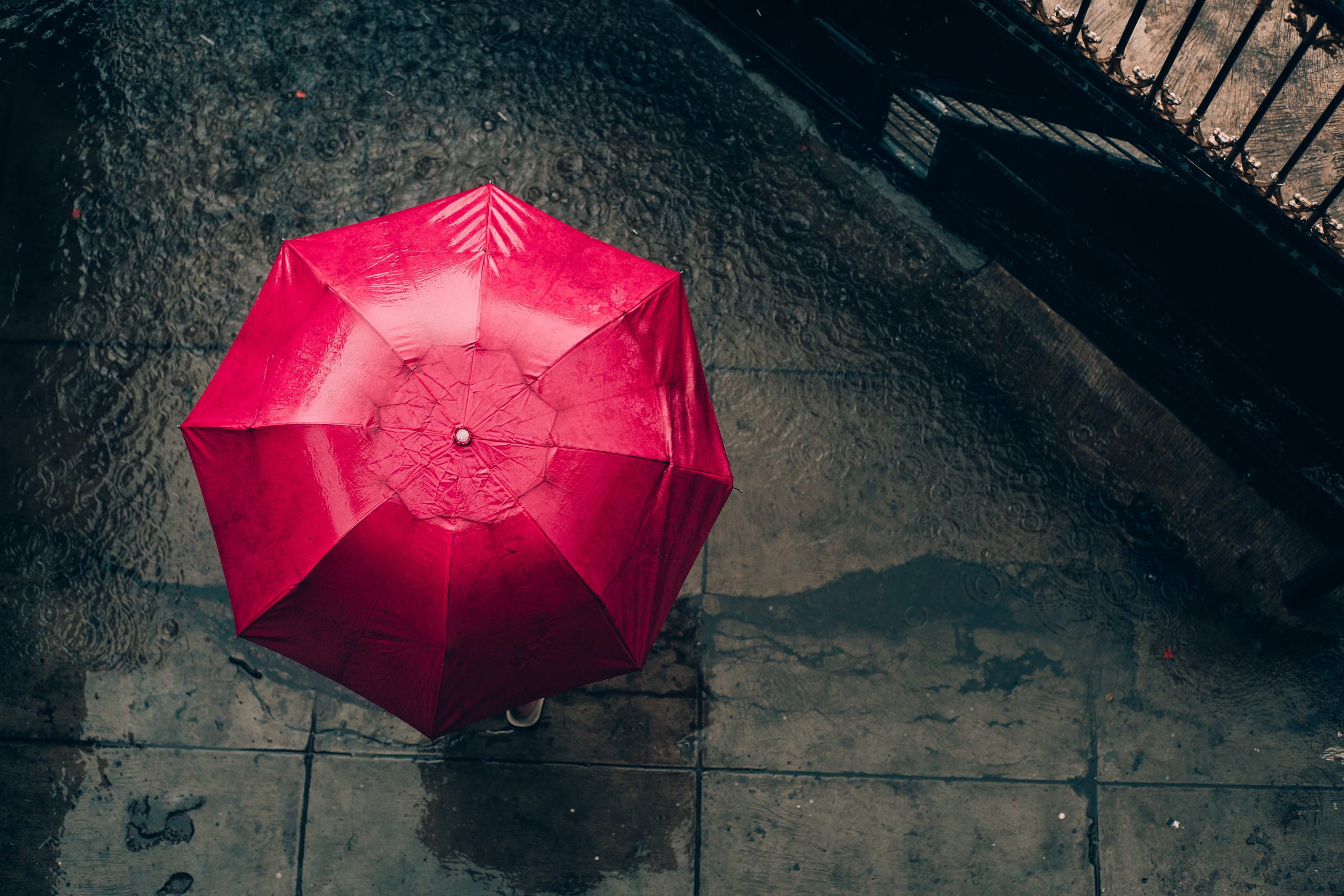 Person walking in the rain