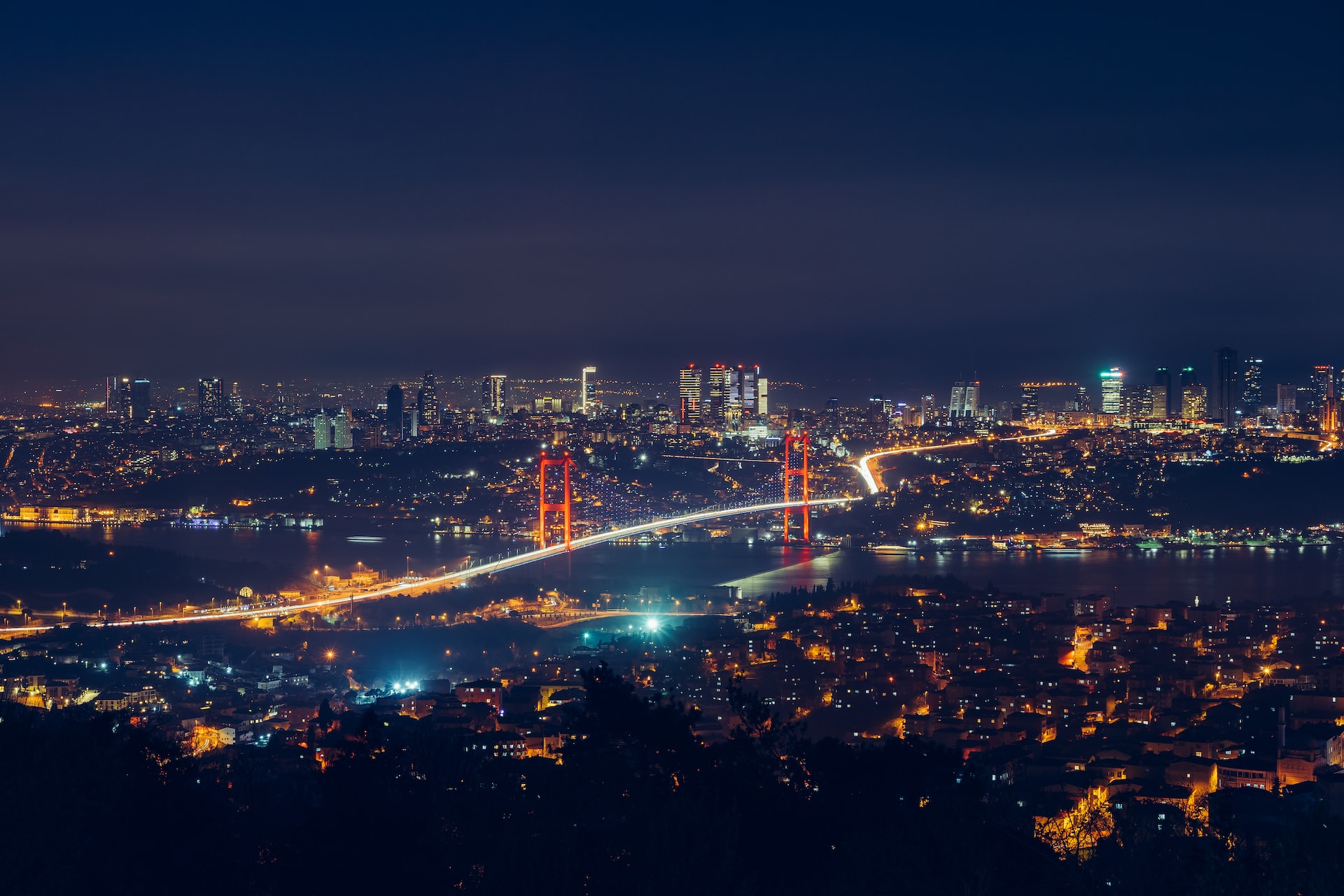 city lights in Istanbul, Turkey