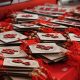 red lucky charms laid on table