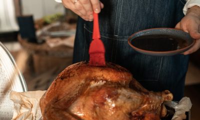 Hand Glazing Chicken with Red Brush