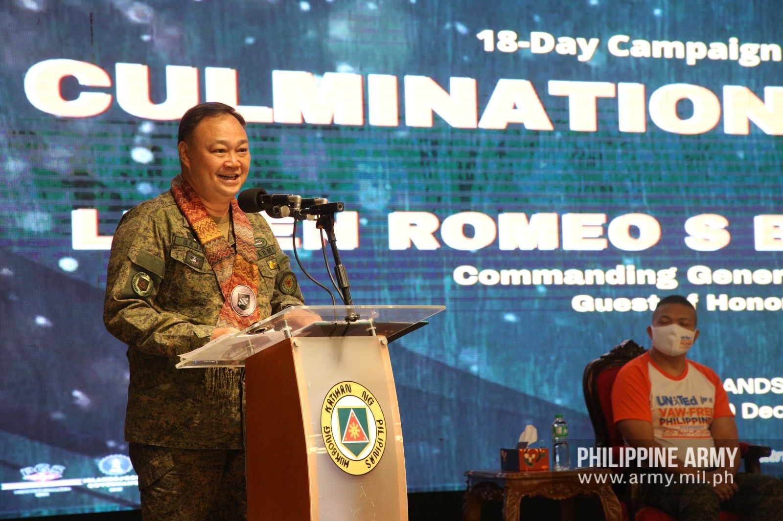 Army vice commander Maj. Gen. Adonis R. Bajao on stage