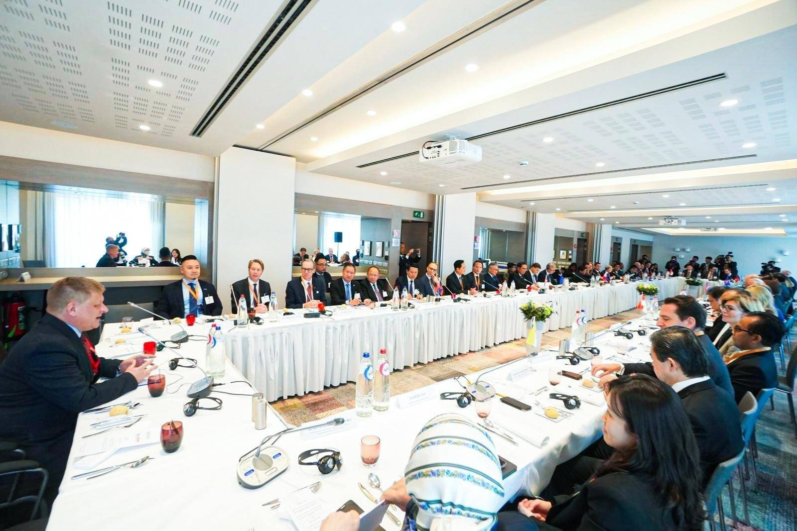 Philippine officials join a working luncheon with European Union leaders and businessmen in Brussels