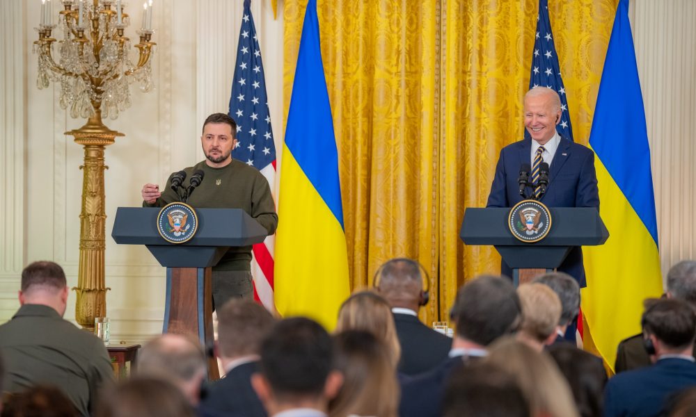 Ukraine President Volodymyr Zelenskyy and US President Joe Biden