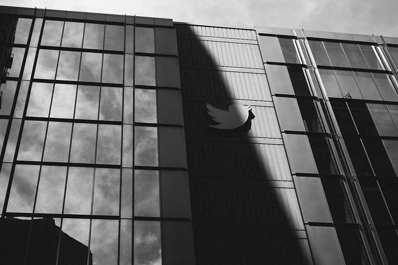 twitter logo on building