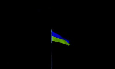 Ukrainian flag in the dark