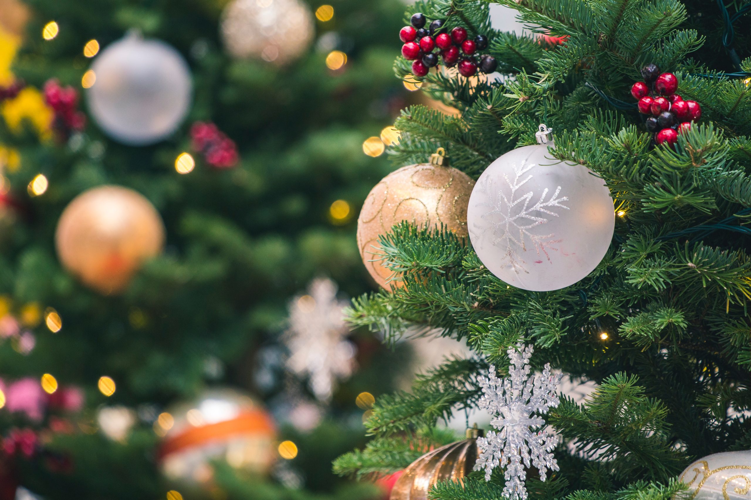 Green Christmas Tree With Baubles