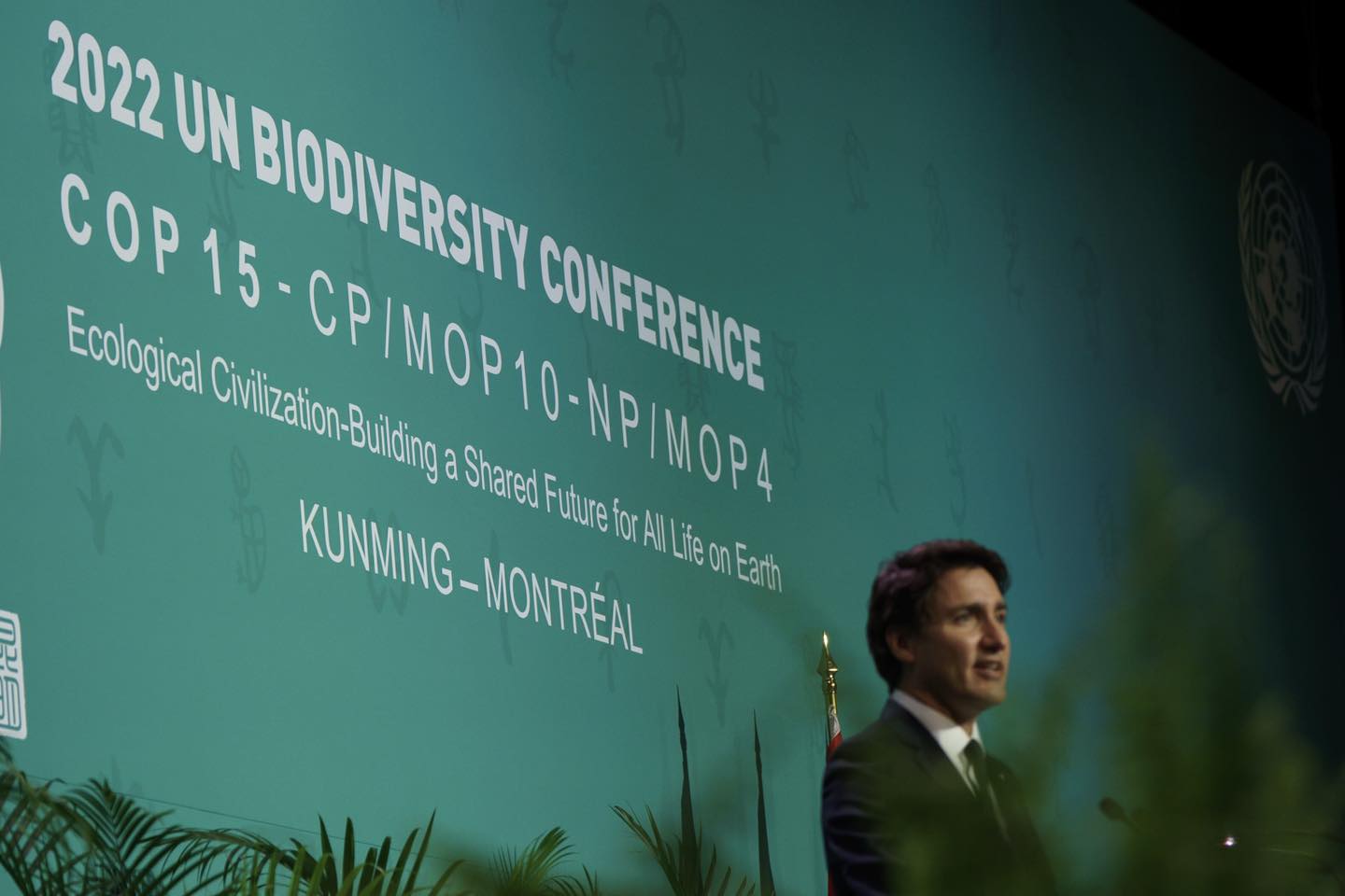 Justin Trudeau at the COP15 opening ceremony