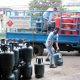 LPG being unloaded from a delivery truck