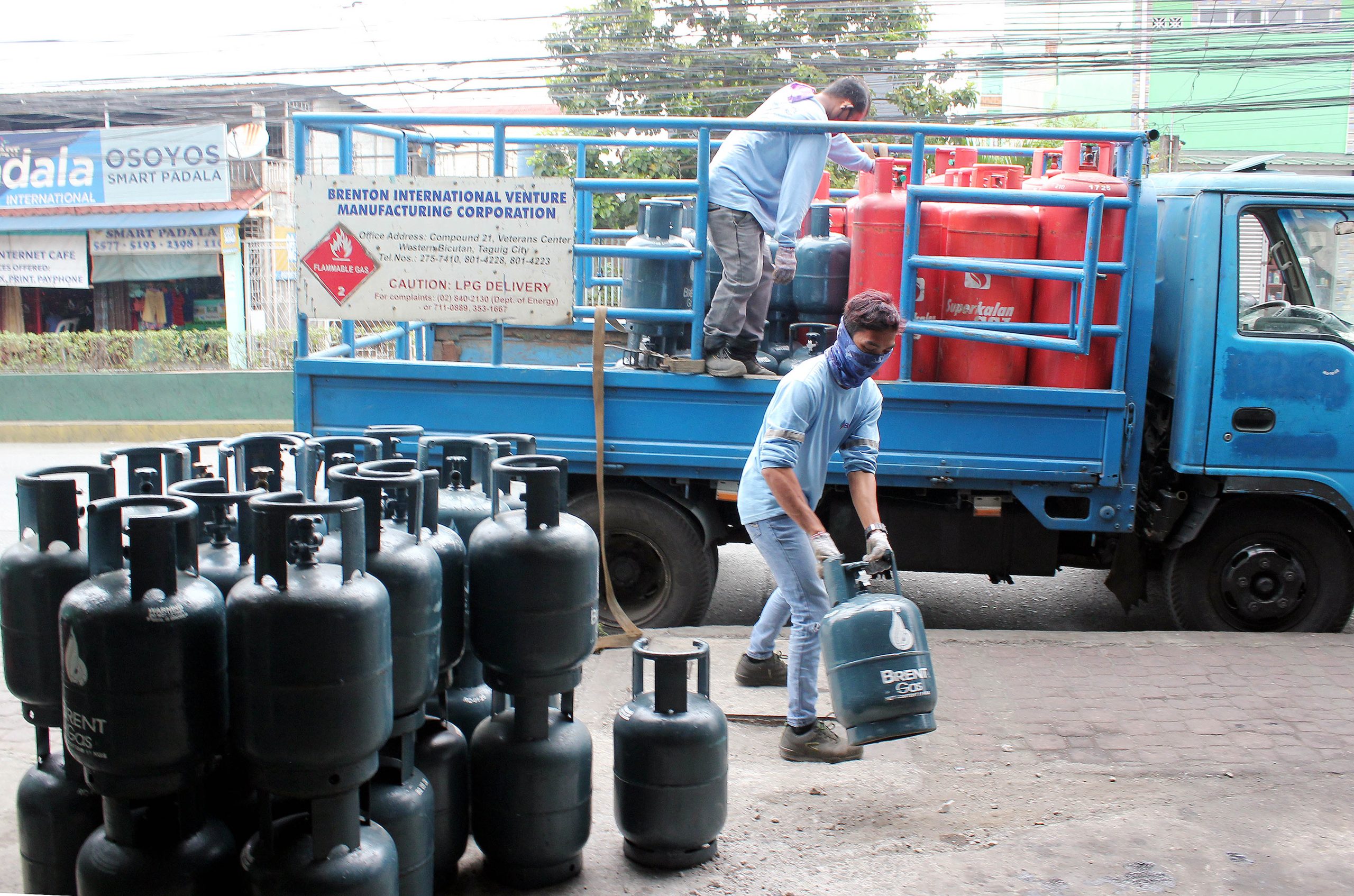 LPG being unloaded from a delivery truck