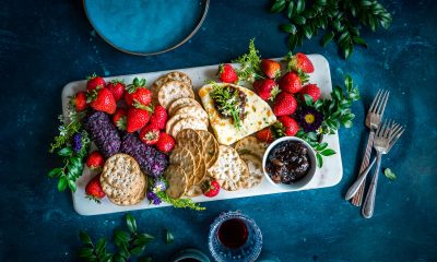 Wine, cheese, crackers and berries