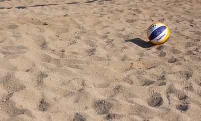 Volleyball on beach sand