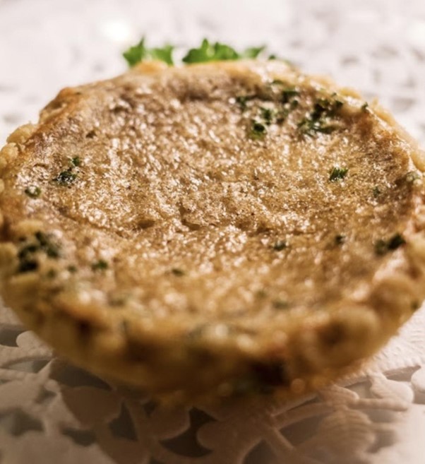 Goat cheese and chive tart.